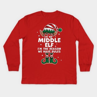 I'm The Middle Elf Xmas Family Matching Funny Christmas Kids Long Sleeve T-Shirt